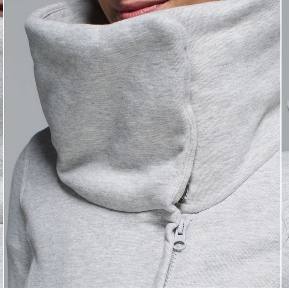 Lululemon Karmacollected Jacket Heathered Light Grey 6 Cotton Fleece - Picture 6 of 12